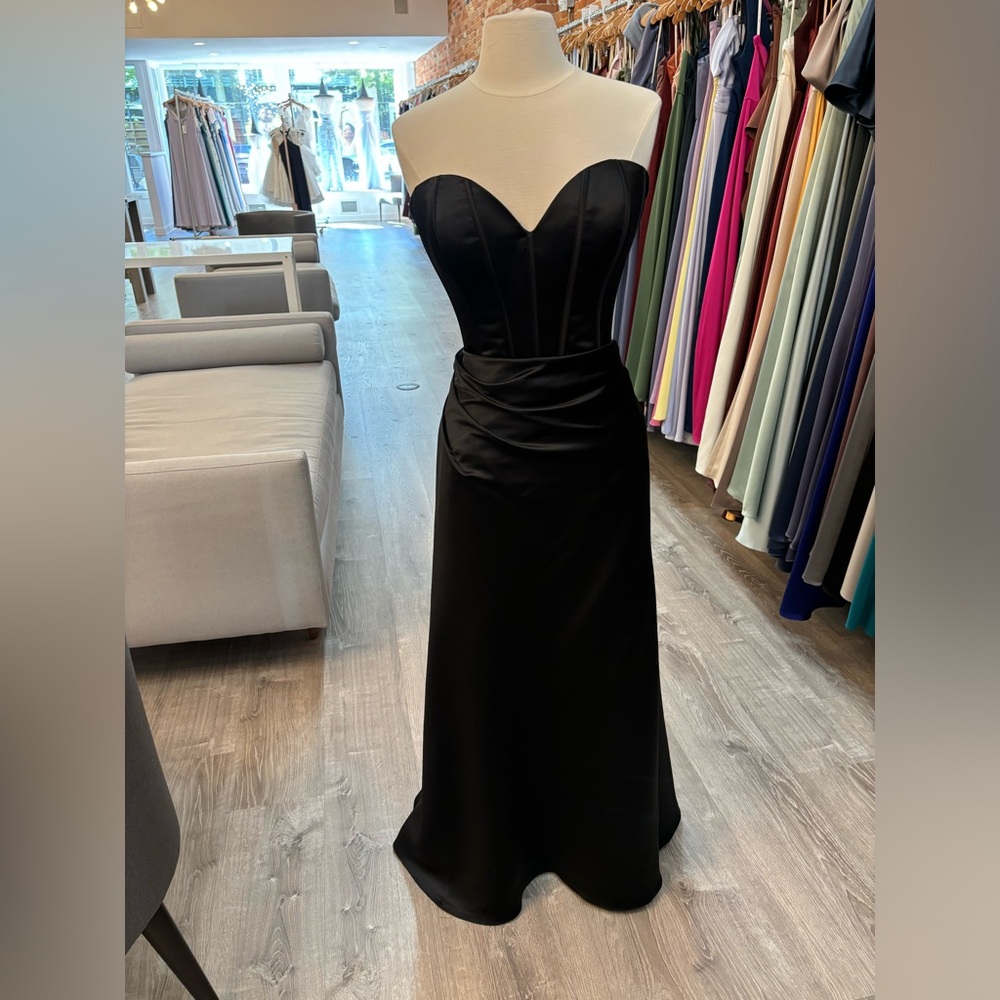 NEW - LAZARO - ERIN SATIN DRESS - BLACK - SIZE 14